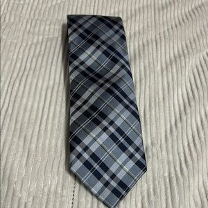 Tommy Hilfiger Gray and Navy/Green Plaid Tie